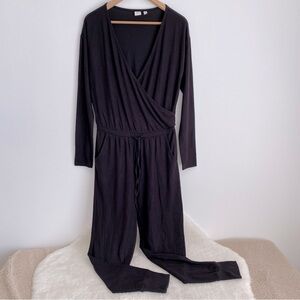 BP. NWOT Women's Long Sleeve V-neck Jogger Jumpsuit, Side Pockets, Black, XS, S